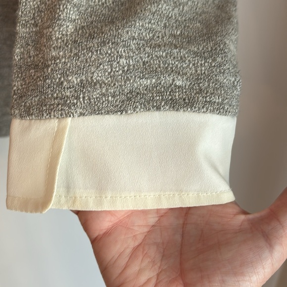 J. Crew Women’s Pan collar sweater 3/4 sleeve gray white knit soft office wear M - Picture 4 of 9